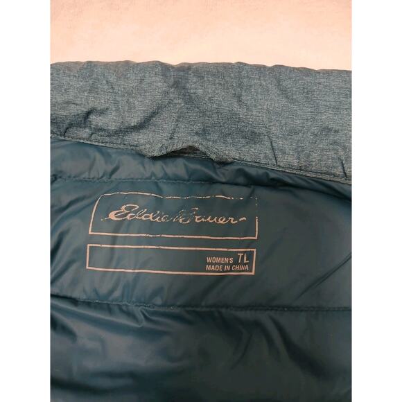 Eddie Bauer EB650 DOWN Puffer Cirrus Jacket Packable Women Sz L Teal Blue Gorp - Picture 6 of 14